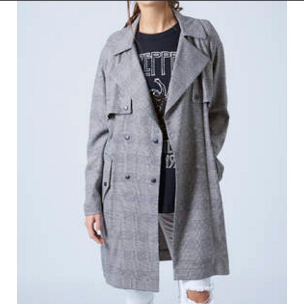 Topshop Check Trench Coat